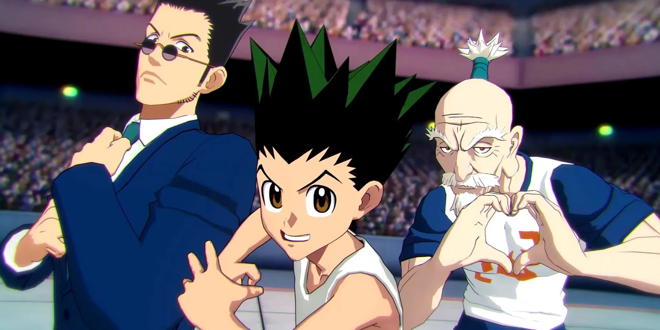 Leorio, Gon và Isaac Netero cùng chiến đấu trong Hunter x Hunter: Nen x Impact, cho thấy sự đa dạng và tương tác của các nhân vật trong game đối kháng.