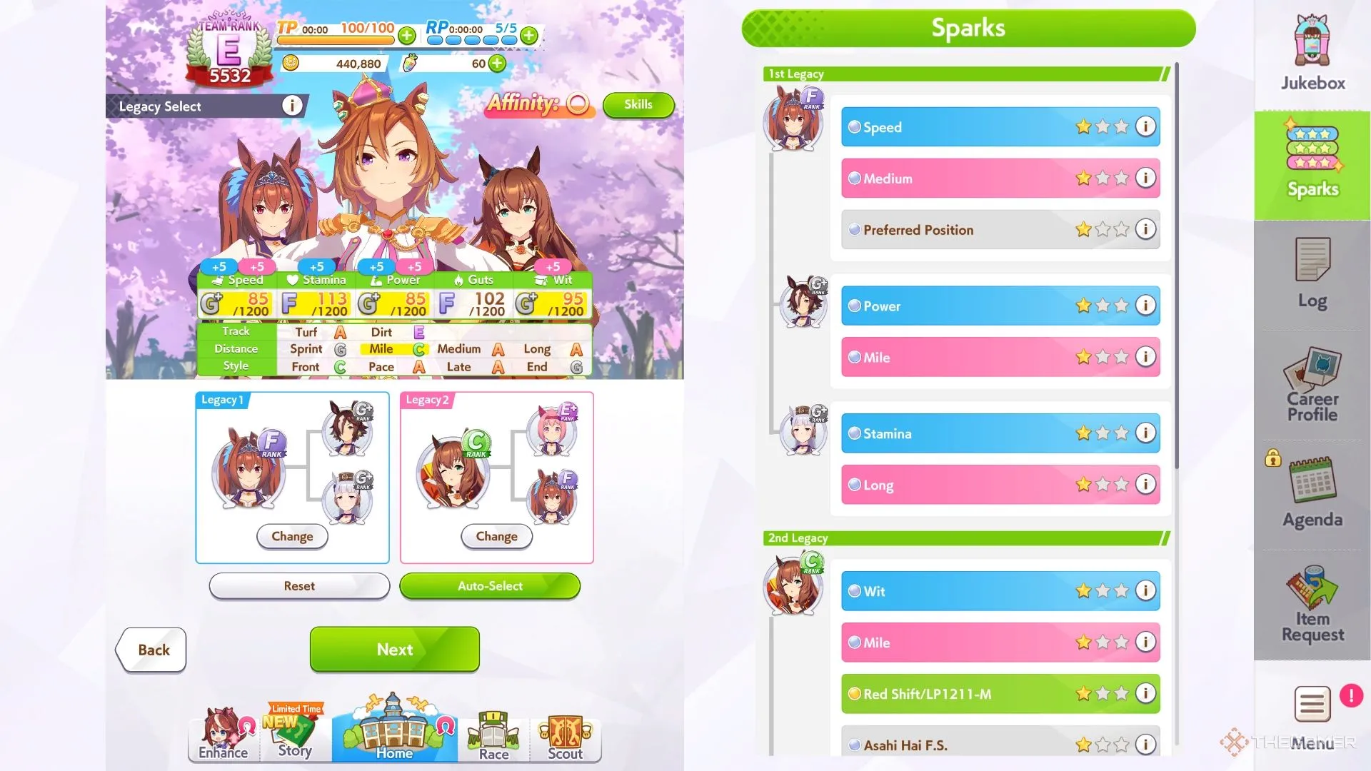 Lựa chọn nhân vật di sản để tối ưu chỉ số cho TM Opera O trong Umamusume.
