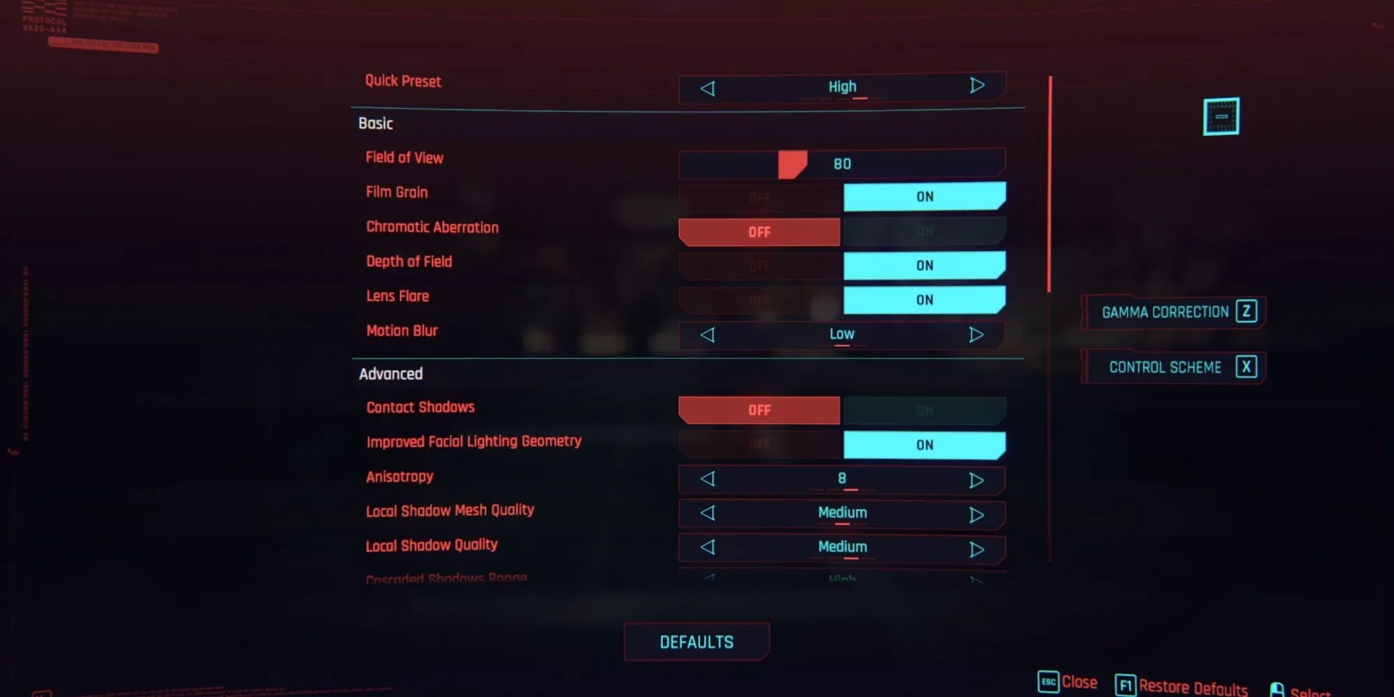 Màn hình cài đặt đồ họa chi tiết trong Cyberpunk 2077, với nhiều tùy chọn tối ưu hóa hình ảnh cho game thủ PC.