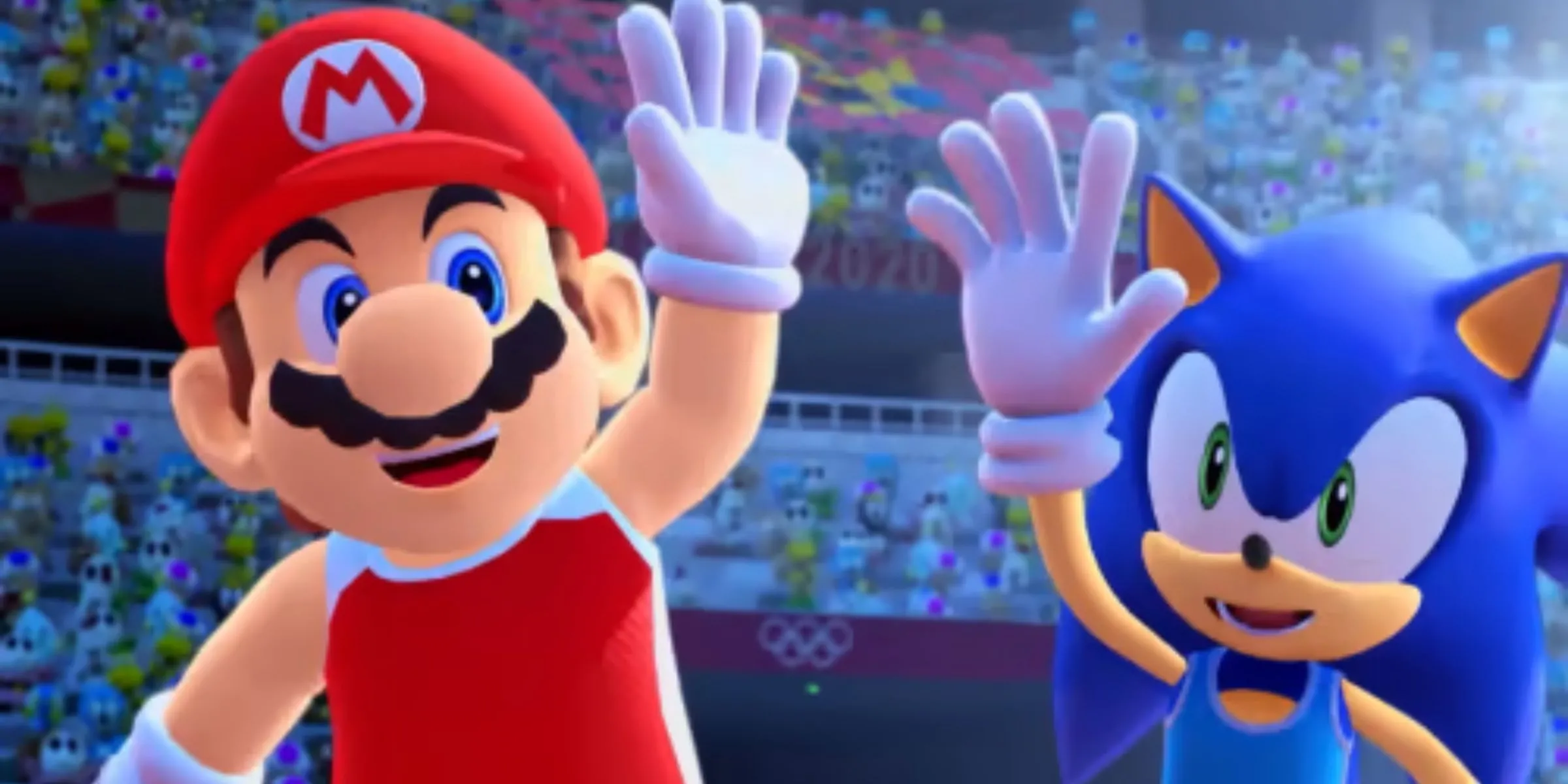 Mario và Sonic vẫy chào người hâm mộ tại Olympic Games Tokyo 2020, biểu tượng của sự hợp tác vượt mọi giới hạn trong thế giới game.