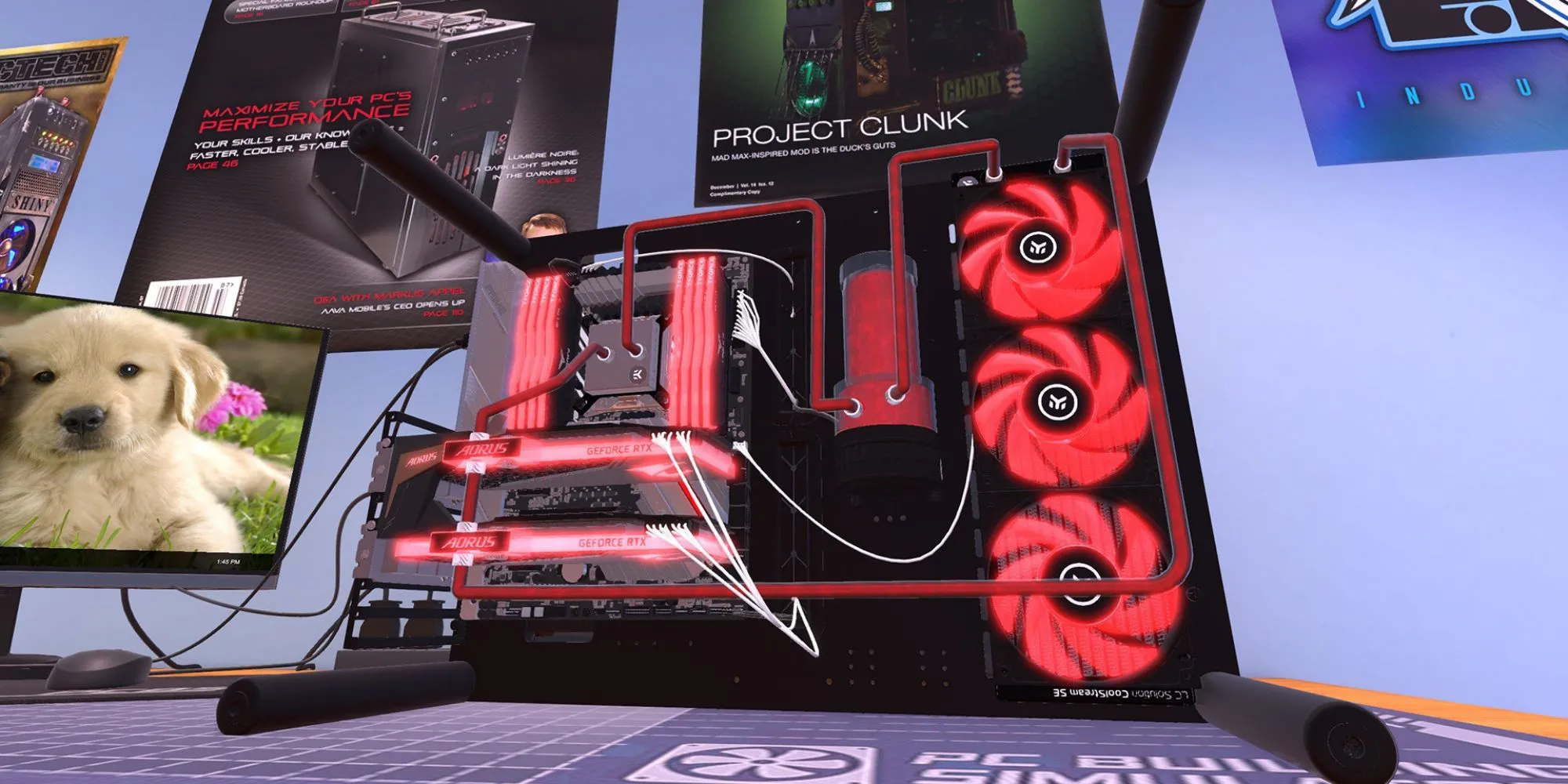 Mô phỏng lắp ráp máy tính PC trong game PC Building Simulator, minh họa sự phức tạp của việc ráp linh kiện.