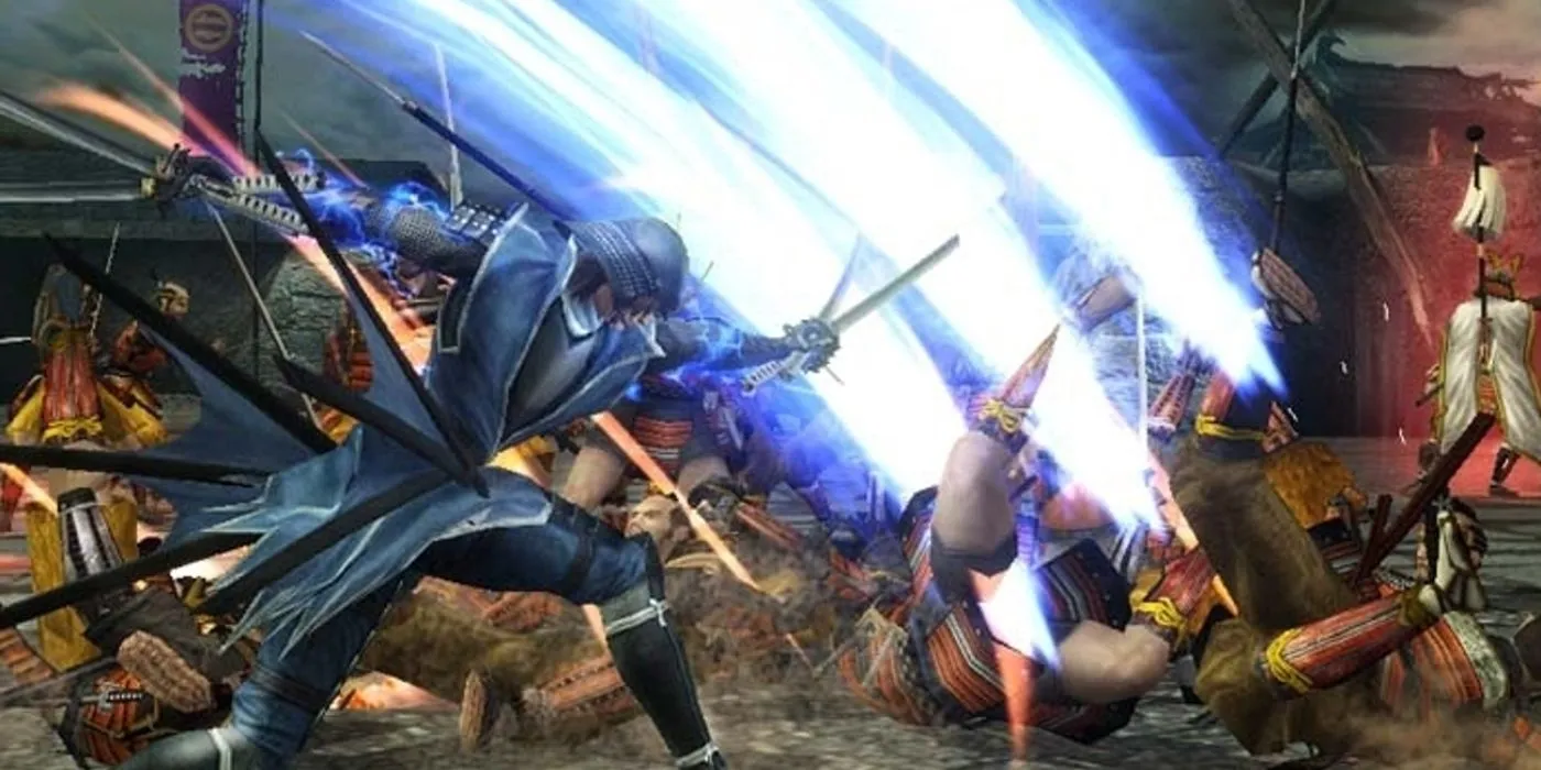 Một cảnh chiến đấu hoành tráng trong Sengoku Basara 4, thể hiện phong cách hack-and-slash đặc trưng