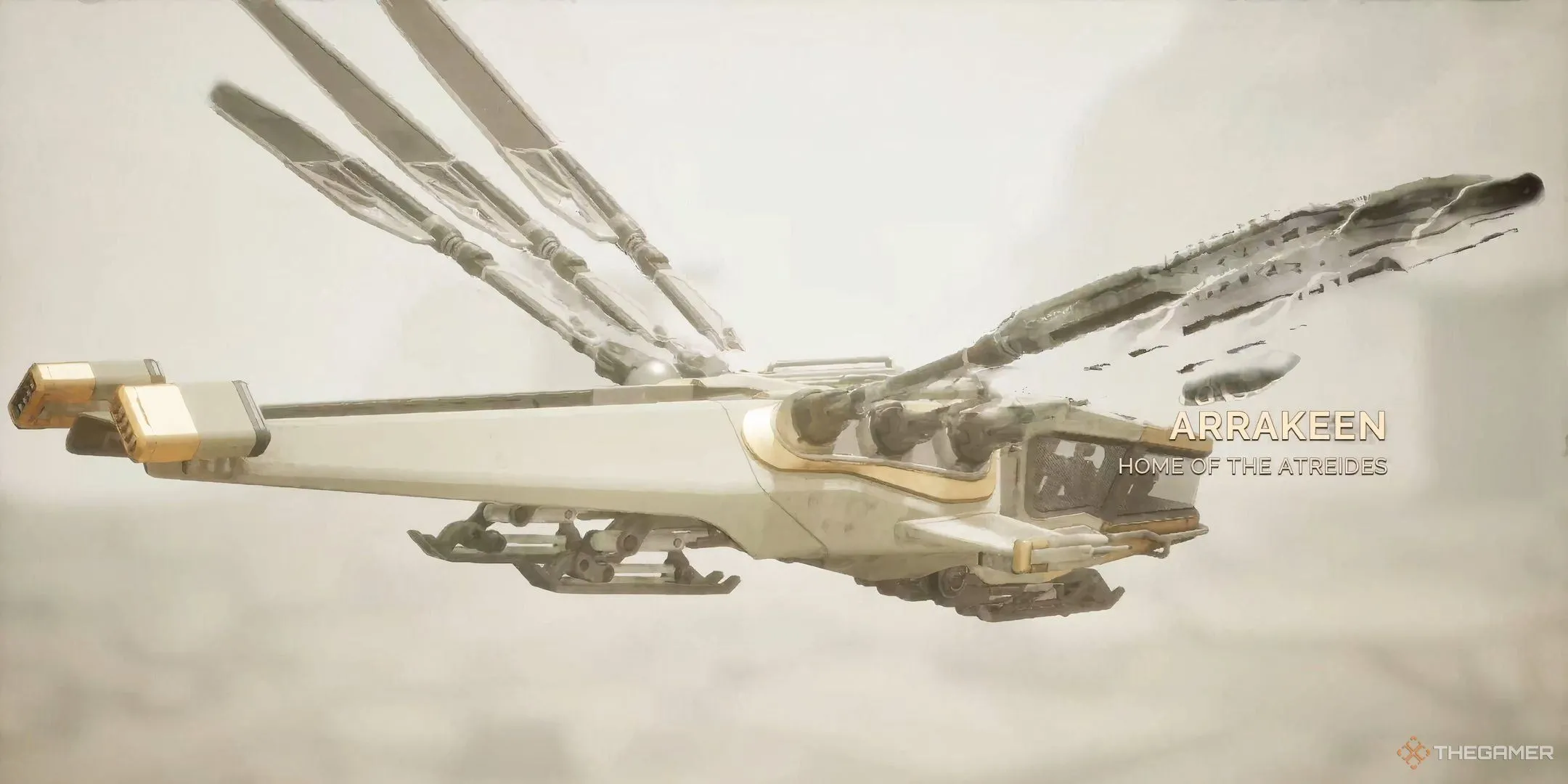 Một chiếc ornithopter bay vào thành phố Arrakeen trong Dune: Awakening, gợi nhớ các nhiệm vụ lén lút.