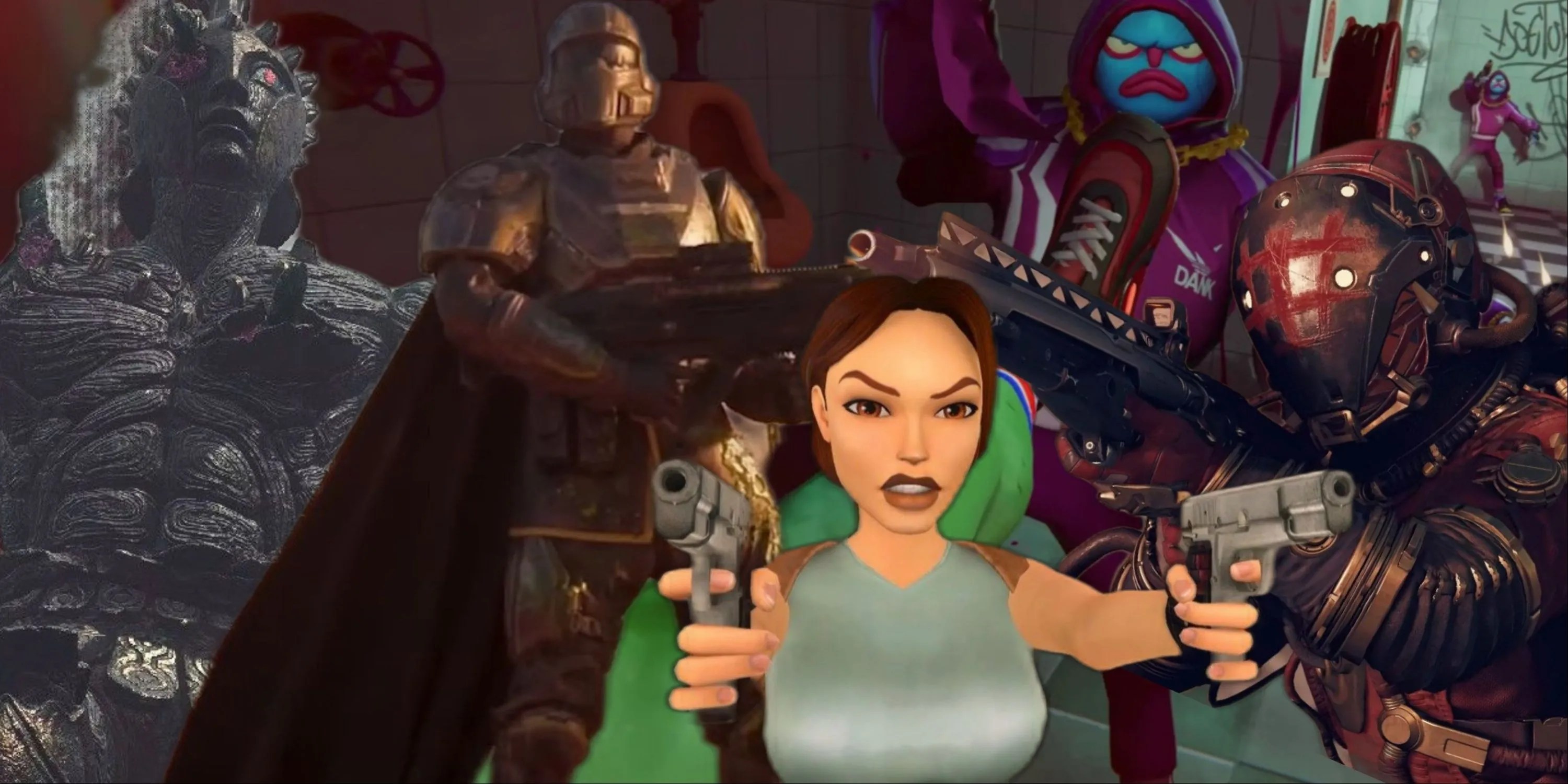 Một collage các nhân vật và cảnh game hành động nổi bật trên PC, thể hiện sự đa dạng của thư viện game PC.