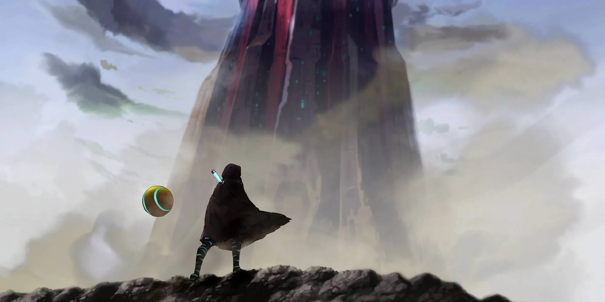 Người chơi trong Shadow Labyrinth đối diện Tháp Đen bí ẩn, sẵn sàng khám phá mê cung.