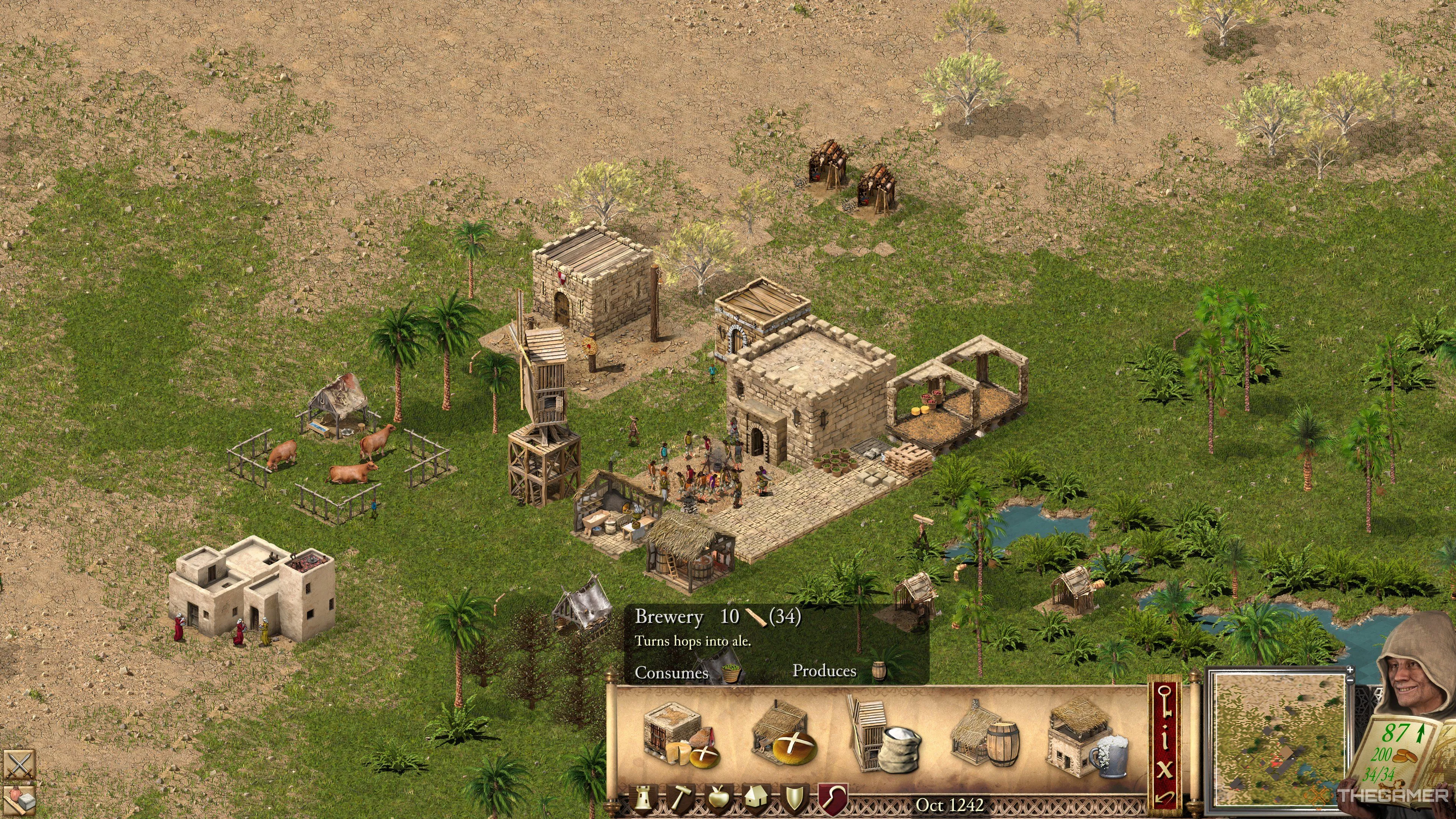 Nhà máy bia (Brewery) sản xuất bia giúp dân làng Stronghold Crusader DE luôn vui vẻ