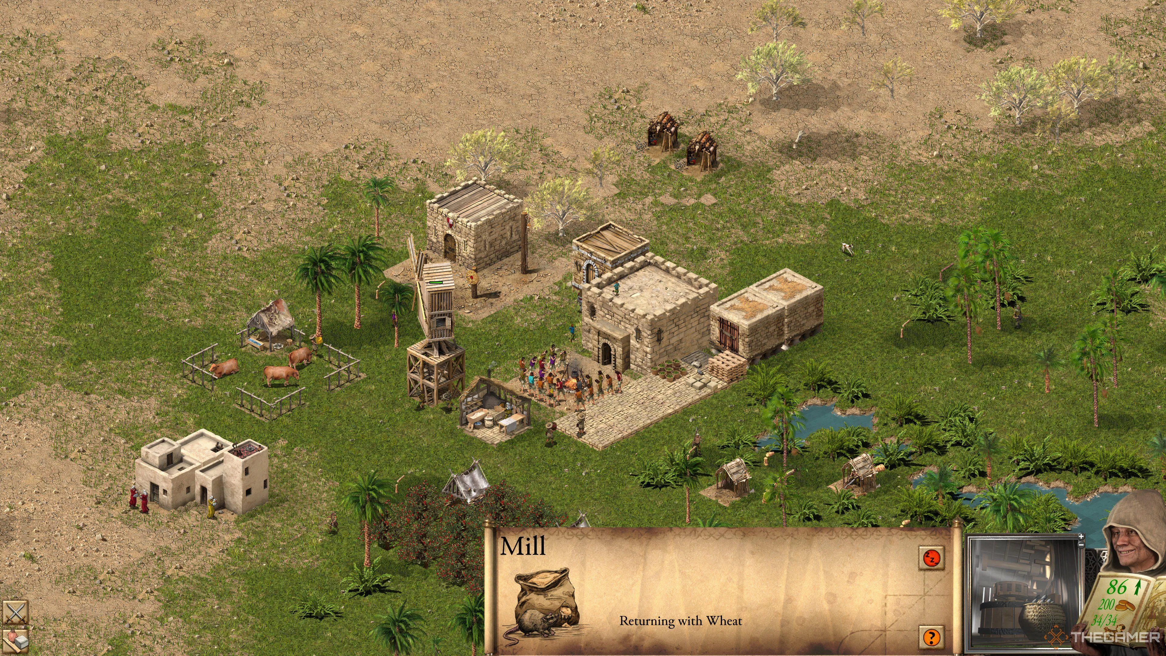 Nhà máy xay (Mill) hoạt động hiệu quả trong Stronghold Crusader: Definitive Edition