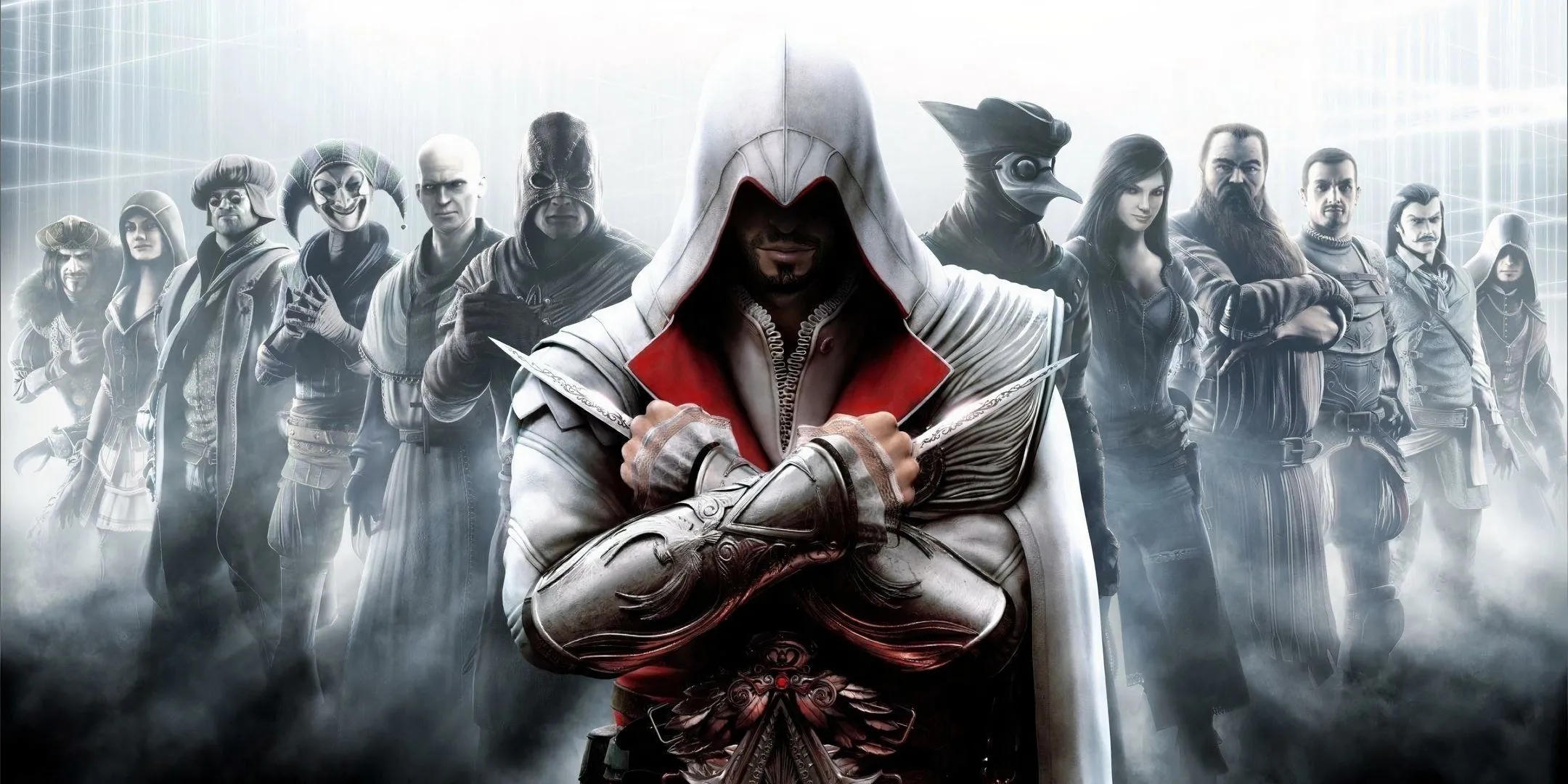 Nhân vật Ezio Auditore đứng uy nghiêm trước hội sát thủ, đại diện cho thời kỳ hoàng kim của series game Assassin's Creed và những giá trị cốt lõi mà các bản chuyển thể cần nắm bắt.