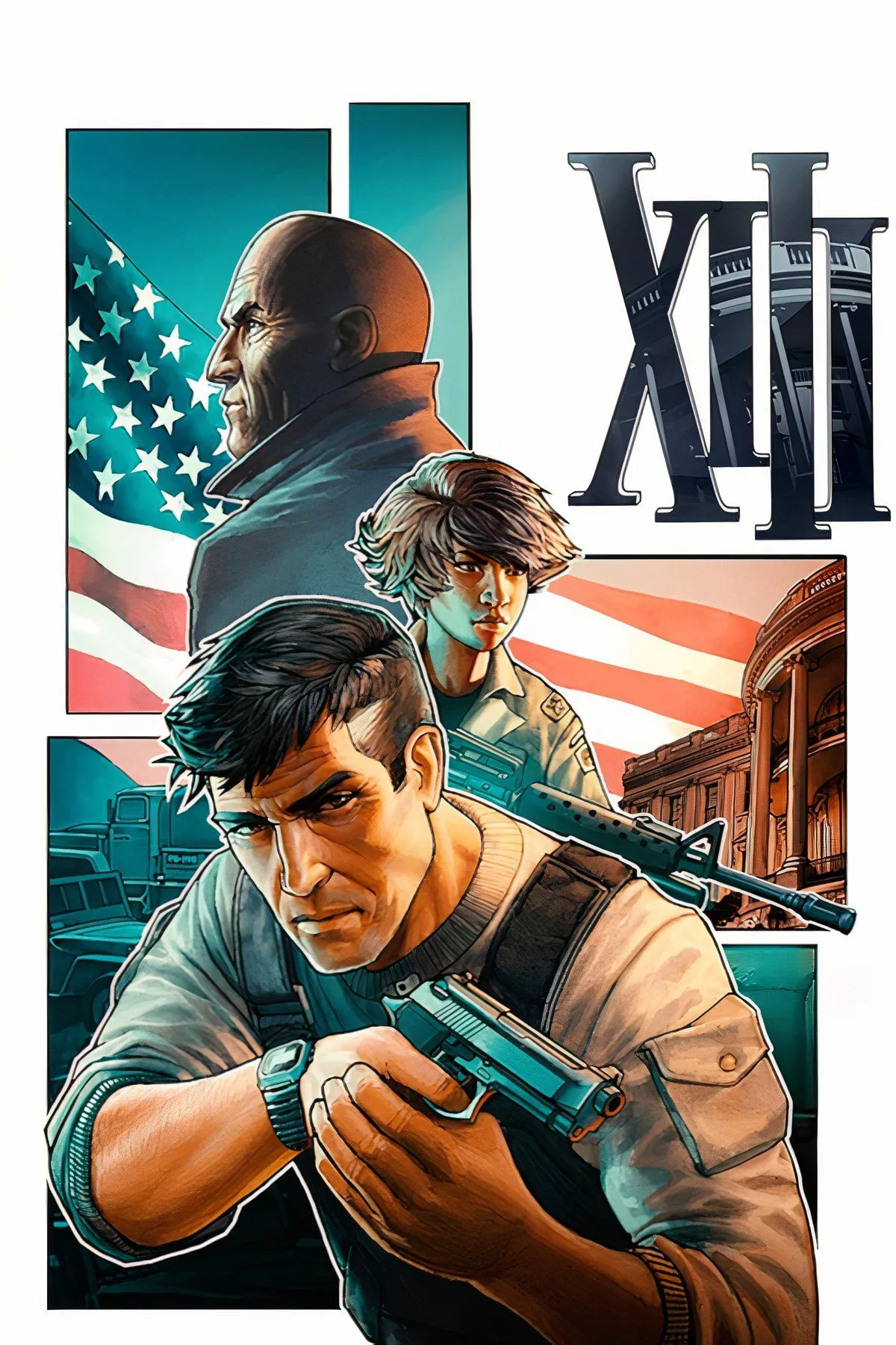 Nhân vật trong game XIII phiên bản làm lại với phong cách cel-shading đặc trưng và hiệu ứng truyện tranh