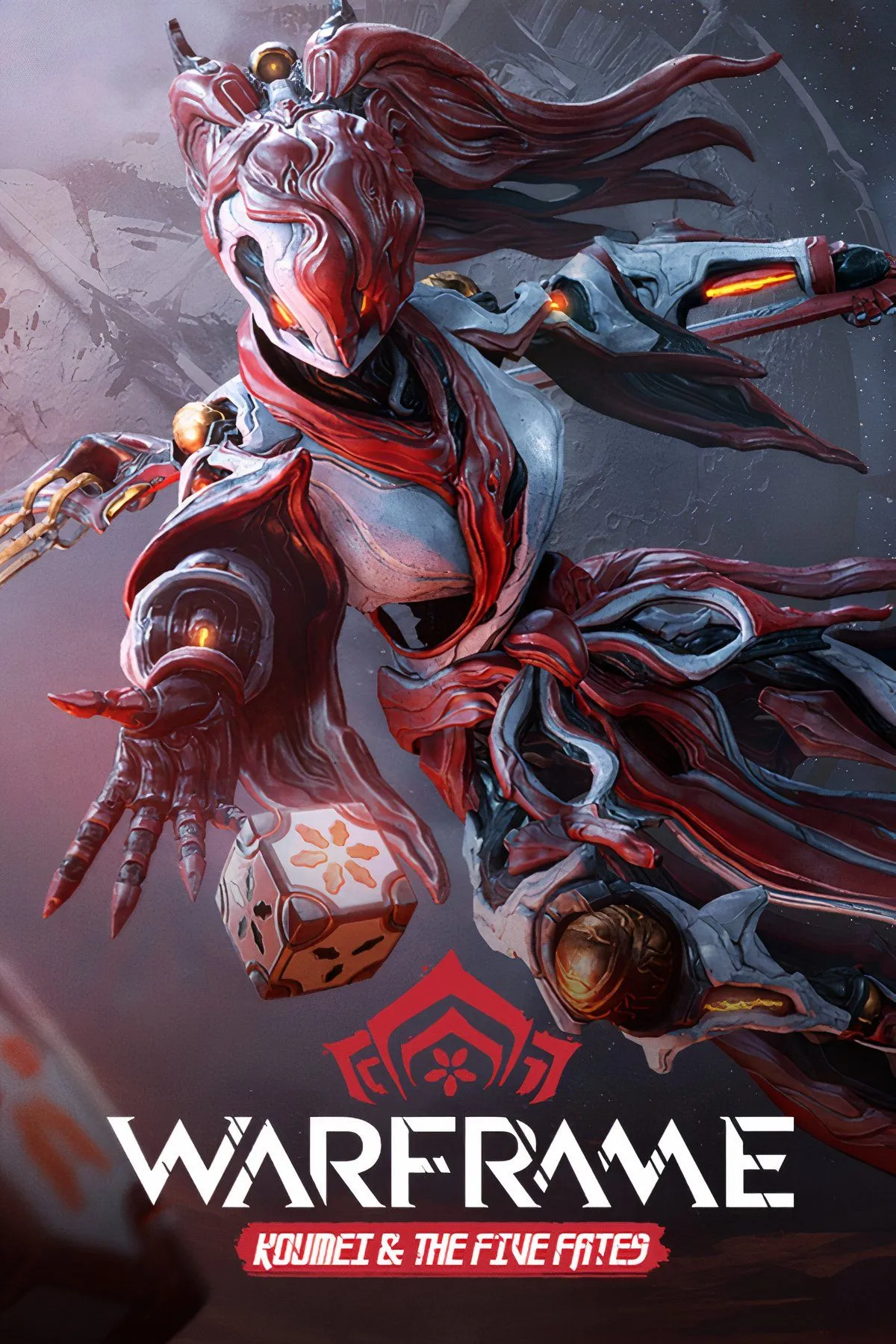 Nhân vật Warframe Tenno trong trang phục chiến đấu mạnh mẽ, sẵn sàng khám phá vũ trụ rộng lớn.