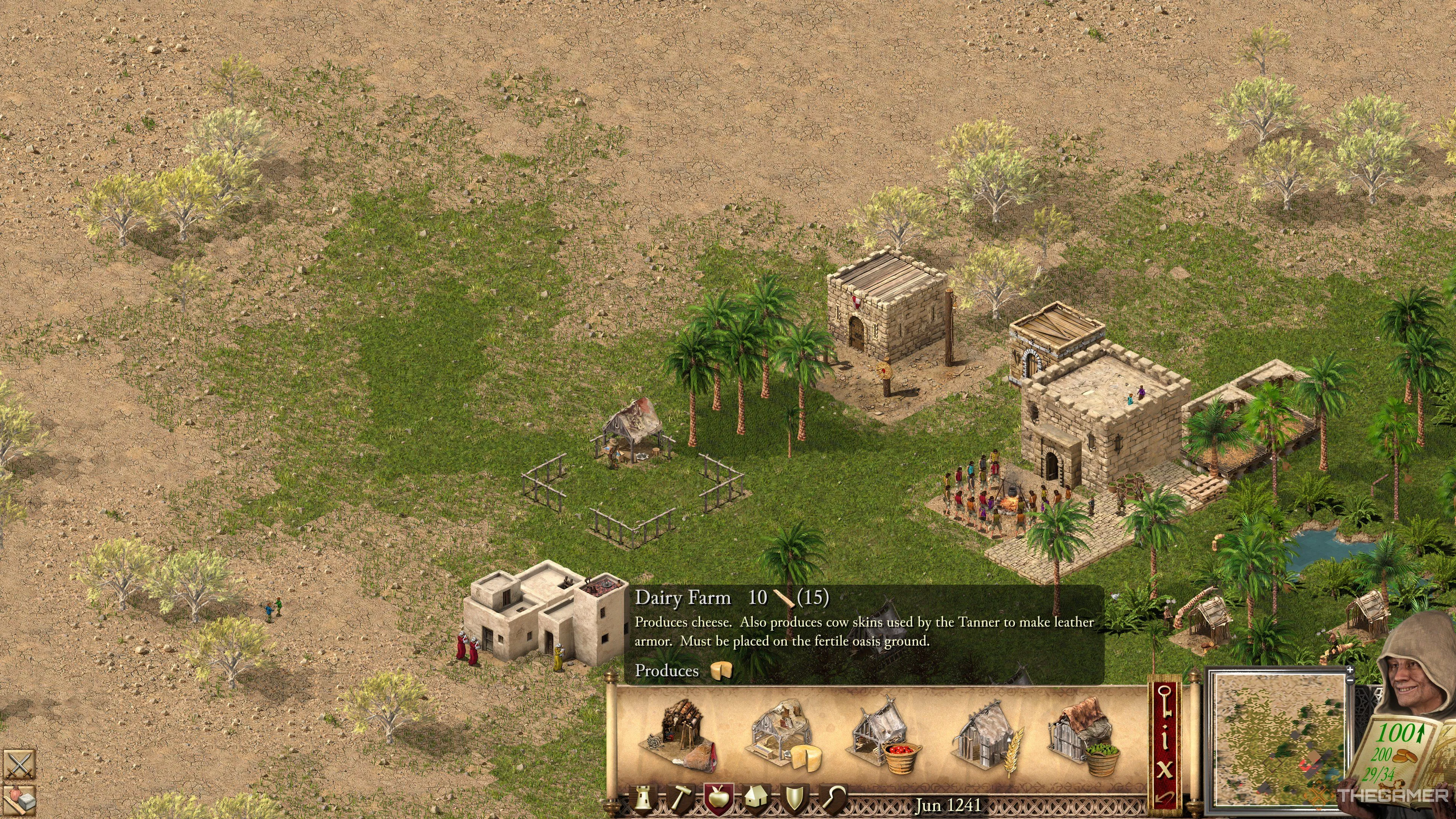 Nông trại bò sữa (Dairy Farm) cung cấp phô mai và da thuộc trong Stronghold Crusader Definitive Edition