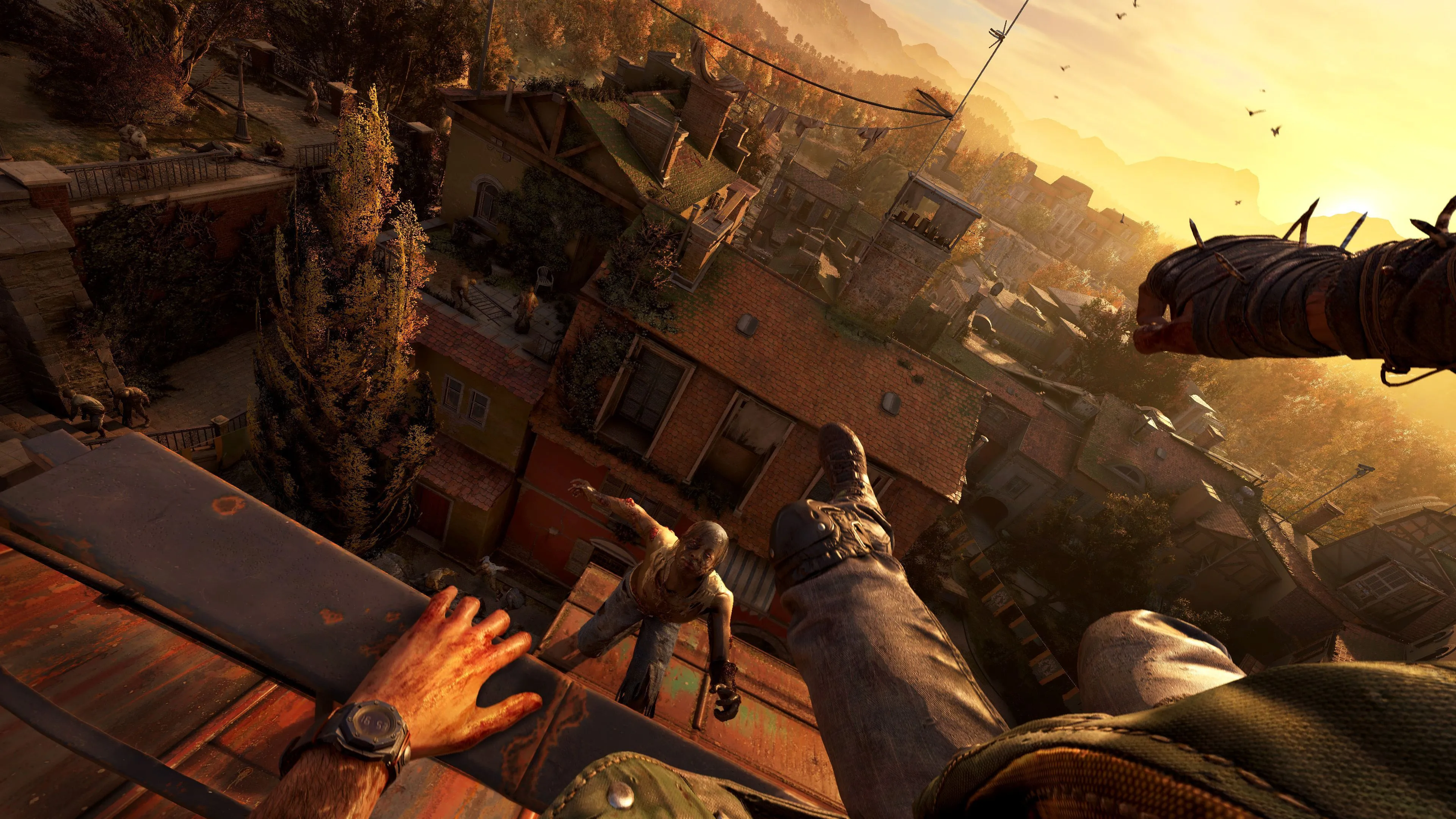 Nữ game thủ nhảy từ mái nhà đối mặt zombie trong Dying Light The Beast