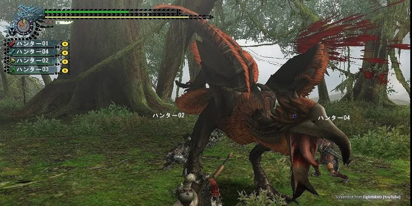 So sánh hình ảnh giữa Monster Hunter Rise và Monster Hunter PS2, cho thấy sự phát triển đồ họa và lối chơi qua các phiên bản của series săn quái vật đình đám.