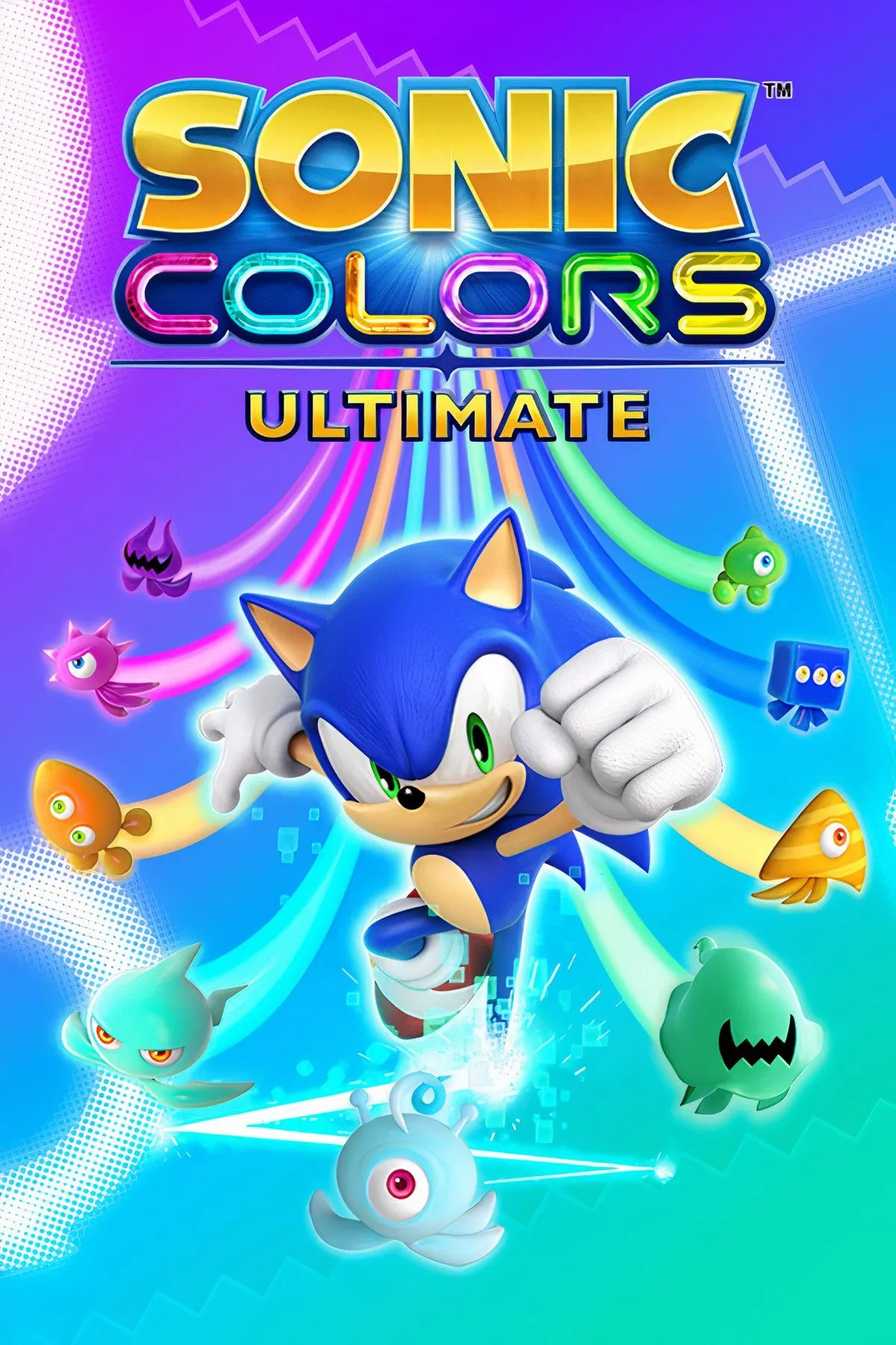 Sonic Colors: Ultimate - Ảnh bìa game với Sonic cùng các Wisp đầy màu sắc