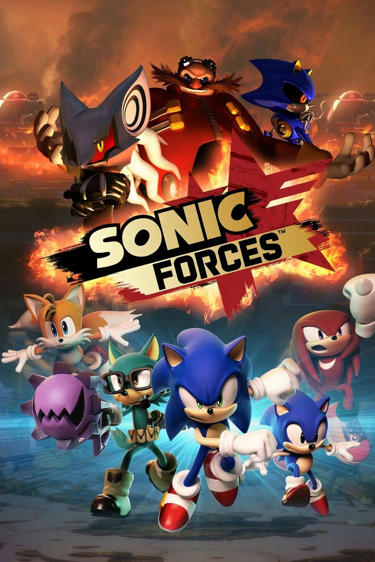Sonic Forces - Ảnh bìa chính thức với nhân vật chính, Sonic và đồng đội chống lại Eggman