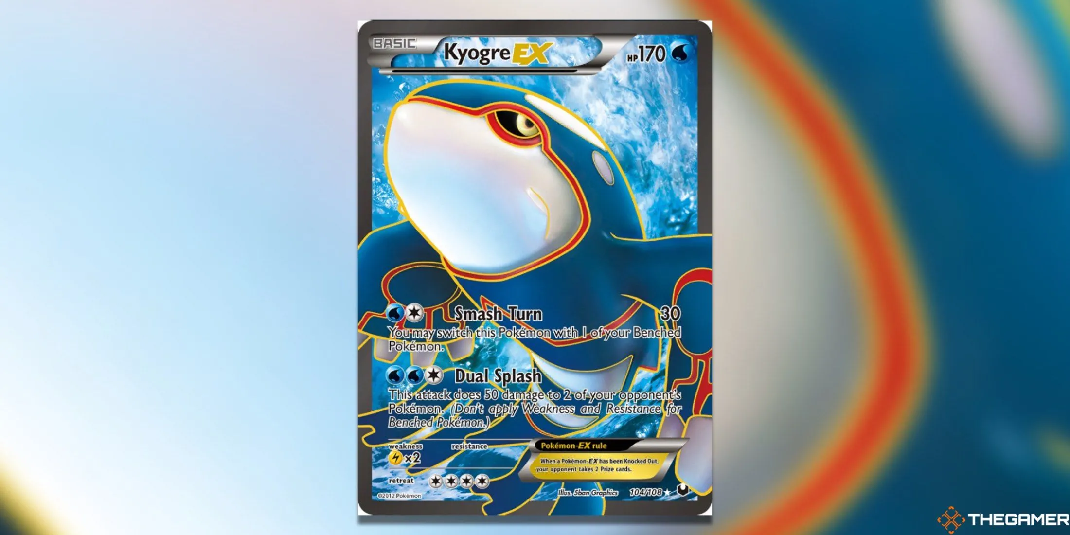 Thẻ bài Kyogre EX Full Art từ bộ Dark Explorers trong Pokemon TCG, thể hiện vẻ đẹp của thần biển Hoenn