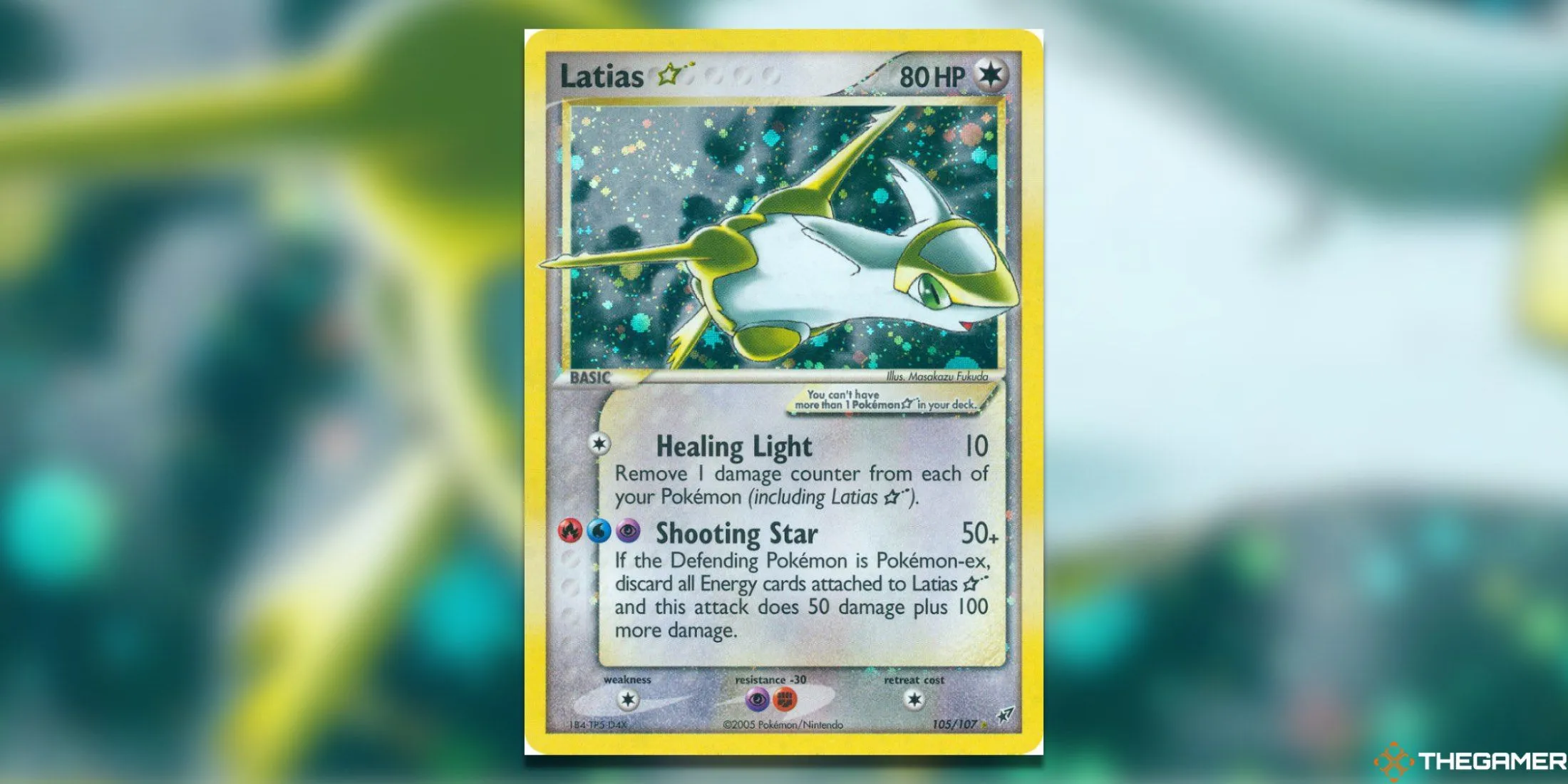 Thẻ bài Latias Star Ultra Rare từ bộ Deoxys, một trong những lá bài Gold Star giá trị nhất của Pokemon TCG Hoenn