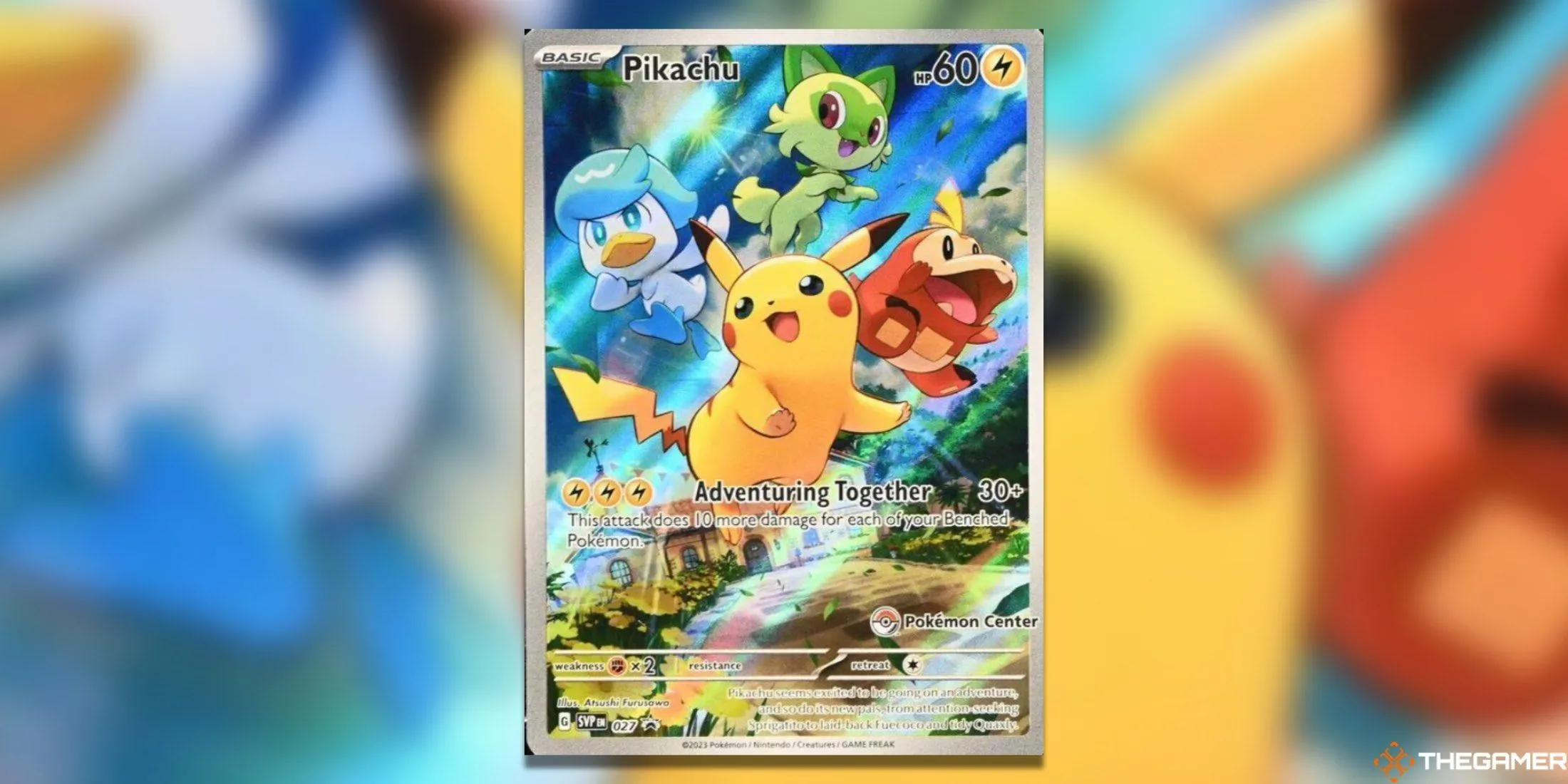 Thẻ bài Pikachu độc quyền Pokemon Center từ Scarlet &amp; Violet TCG.