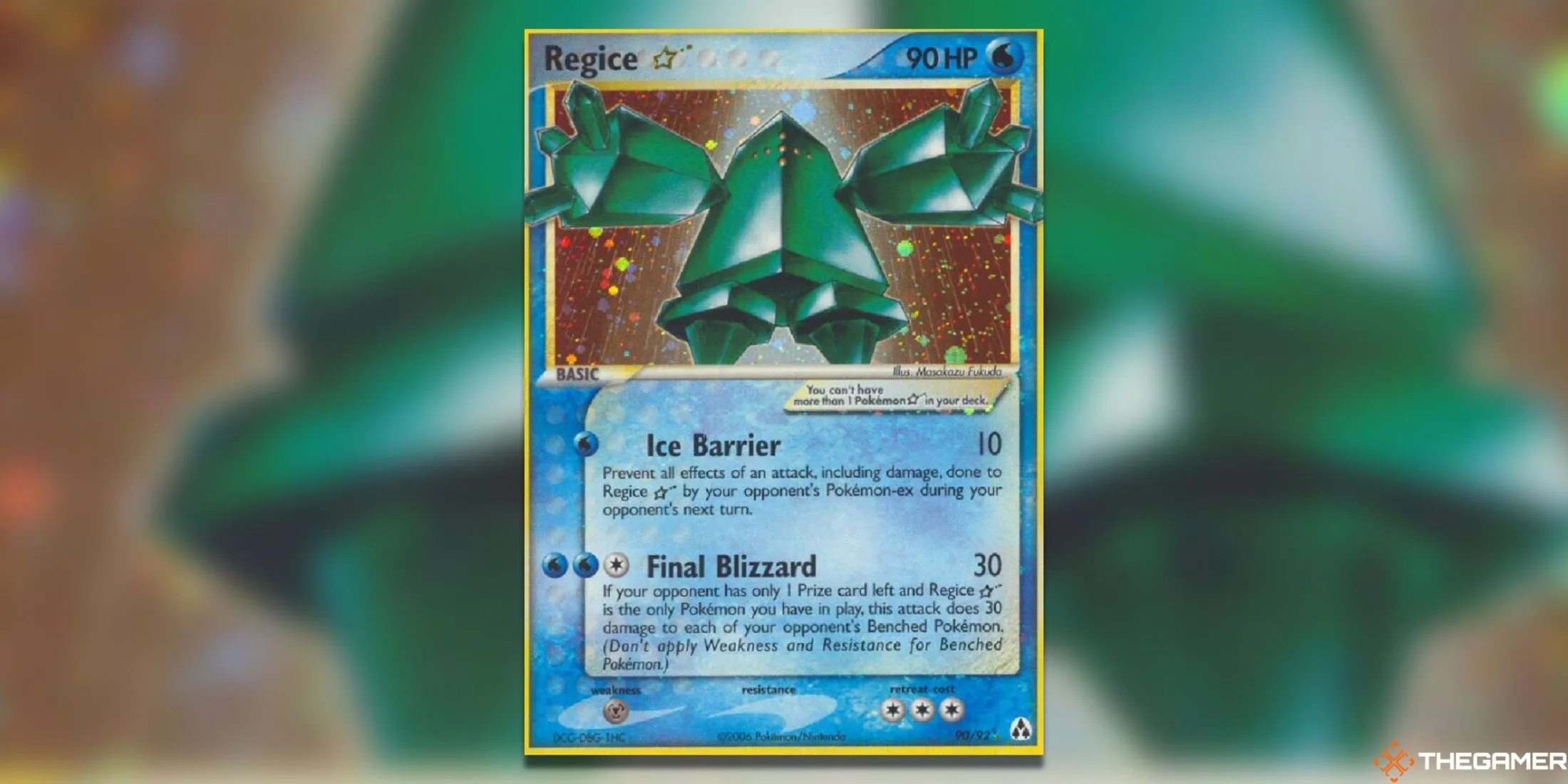 Thẻ bài Pokemon TCG Regice Star từ bộ Legend Maker, minh họa cho thẻ bài giá trị trước khi gửi đi chấm điểm.