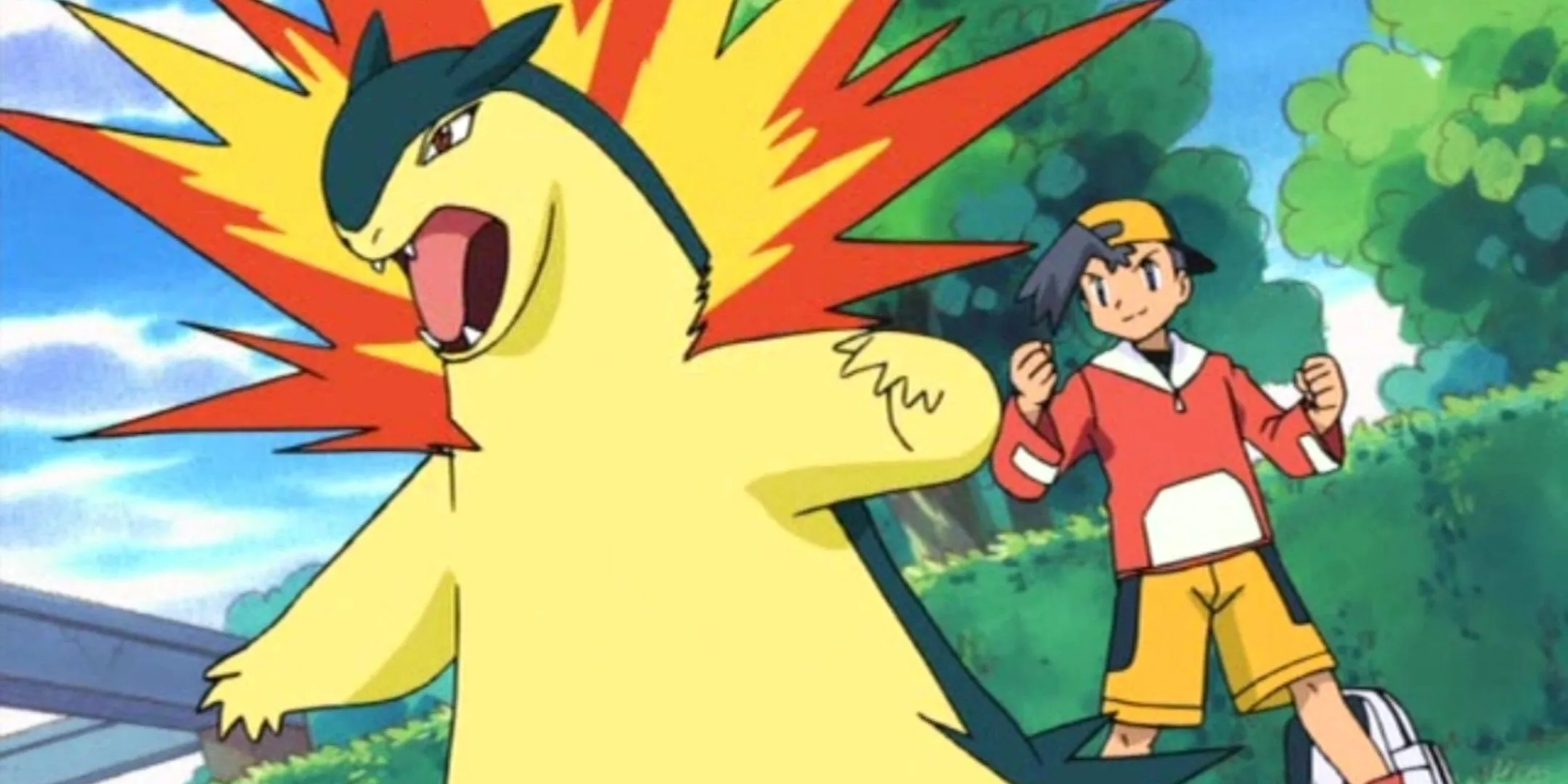 Typhlosion oai vệ cùng Huấn luyện viên sẵn sàng cho trận chiến Pokémon đầy kịch tính.