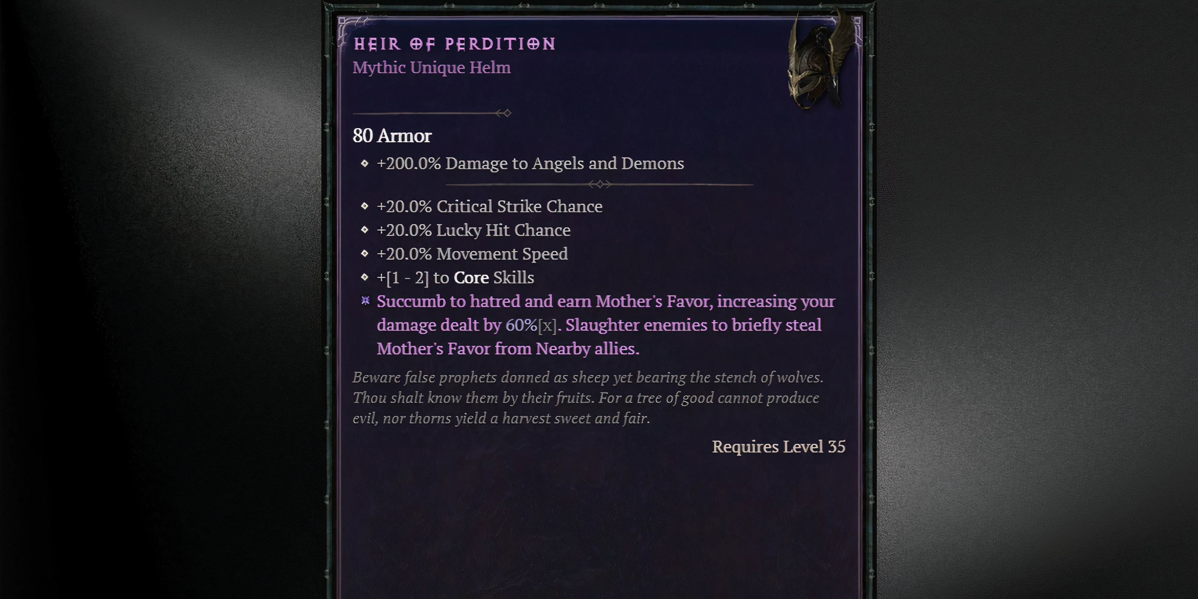 Chi tiết item Mythic độc đáo Heir of Perdition trong Diablo 4