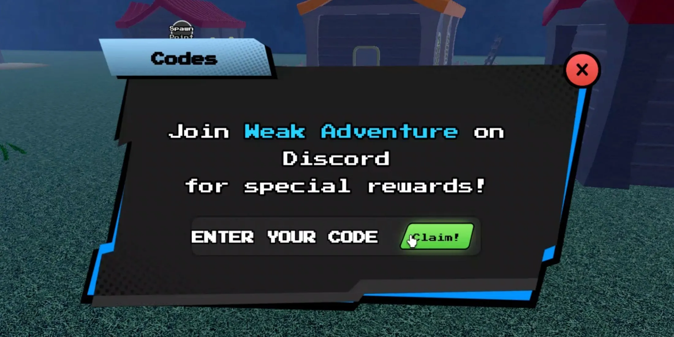 Giao diện màn hình đổi code trong Aether Adventure, hiển thị ô nhập mã và nút xác nhận.