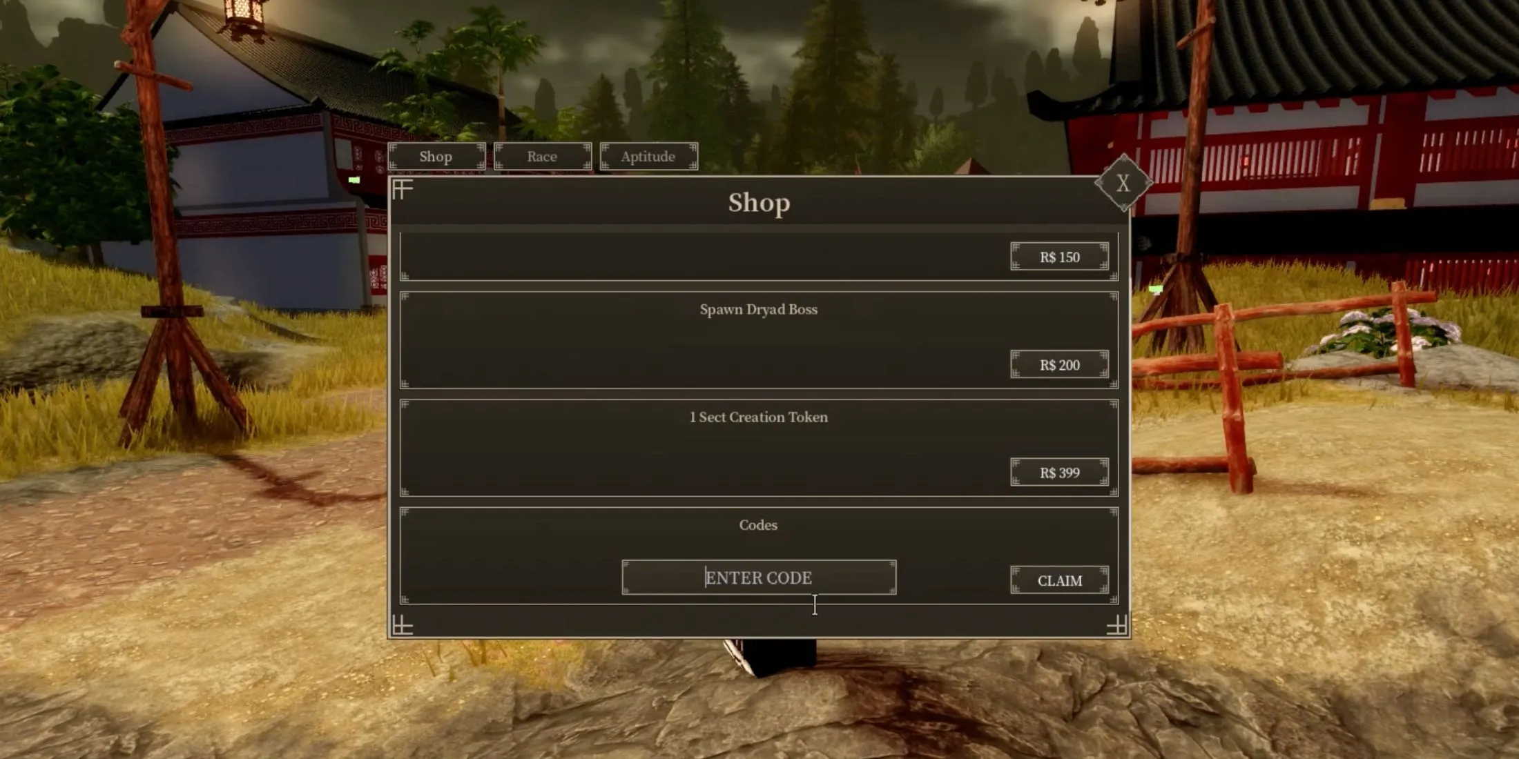 Giao diện nhập mã code trong game Murim Cultivation, nơi các nữ game thủ có thể nhận quà