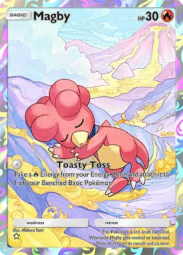Thẻ bài Magby đáng yêu được tìm thấy trong các gói Ho-Oh của Pokemon TCG Pocket.