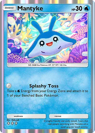 Thẻ bài Mantyke bé bỏng trong Pokemon TCG Pocket từ bộ Secluded Springs.